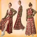 Free People  Tilda Maxi Wrap Dress Neutral Small Western Bohemian Witchy Photo 14