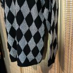 Silvercord Vintage 1990s Black Silver Diamond Pattern Turtleneck Sweater Large Photo 4