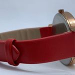 CHRISTMAS SANTA Womens watch rose gold tone rhinestones red leather band runs Photo 4