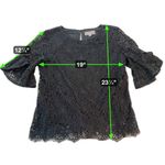 Nanette Lepore Black Floral Lace Blouse, Scalloped Hem Romantic Minimalist Small Photo 11