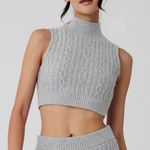 Alo Yoga  Cable Knit Winter Bliss Mock Neck Tank Athletic Heather Grey S Photo 0
