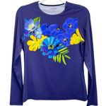 Lands' End Lands’ End Floral Rash Guard Top Purple Size S Long Sleeve Round Neck Swimwear Photo 5