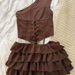 EGO  Official Brown Corset Top and Ruffle Skirt Set Photo 0