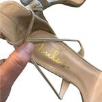 Lulus  Aimee Champagne Metallic Lace-Up Heels
Gold Glam Black Tie NYE shoes Photo 11