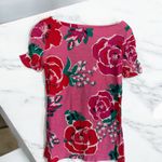 Lilly Pulitzer  Pink Floral Ruched Puff Sleeve Slim Fit‎ T-Shirt Size Small Photo 8