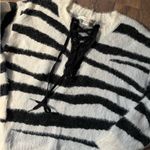 Boston Proper  large zebra v neck lace up sweater Photo 3
