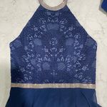 Madison James NWT Beaded Halter Neck Lace and Chiffon Gown 18-621 Navy Sz 4 $200 Photo 0