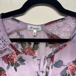 Self Esteem  Lavender Floral Semi Sheer Blouse with Bell Sleeves Photo 1
