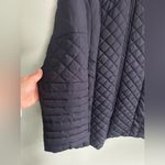 Esprit  Navy Long Line Quilted Spring Jacket Zipped in Hood Sz S Photo 2