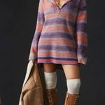 Anthropologie  Daily Practice Half Zip Tunic Sweater Dress Size Small Purple Pink Photo 0