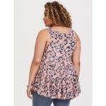 Torrid  Plus Size 3X Top Pink Floral Lace-Up Chiffon Tank Swing Oversized‎ 993 Photo 2