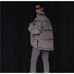 LNDN Grey Acid Wash Puffer Denim Coat Black Size XS Photo 3