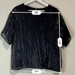 Calvin Klein Women’s Crew Neck Shine Crinkle Keyhole Back Blouse Black Large NWT Photo 5