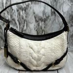 CHAPS Cream Cable Knit Sweater Hobo Shoulder Bag Leather Straps Y2K Chunky Cozy Photo 0