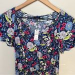 Talbots  NWT Floral Short Sleeve Midi Dress Blue Pink Lightweight Summer Dress XS Photo 1