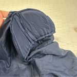 JKARA Navy 100% Silk Chiffon Beaded Sequins Scallop Sleeve And Layered Gown Blue Photo 12