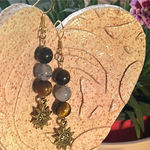 Handmade  Bronzite + Chrysoprase + Tigers Eye Sun Charm Earrings Photo 4
