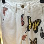 Romwe  Women’s Trendy Contrast Butterfly Print Tapered Fit White Denim Jeans Photo 2