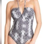 Rachel Roy RACHEL Women's Standard Ruched Halter One Piece Swimmer Sz L Photo 0