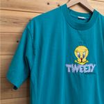 Vintage 1996 Tweety Bird Large Embroidered Graphic Short Sleeve T Shirt Unisex Blue Photo 1