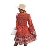 Beachsissi BOHO LONG SLEEVE SMOCKED BEACHY DRESS M Photo 2