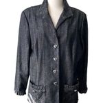 St. John Sport Dark Denim Ruffle Jacket Black Size L Photo 1