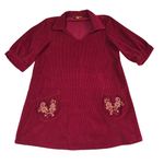 VTG 1990s–2000s April Cornell Corduroy Mini Dress Embroidered Pockets M/L Red Size M Photo 1