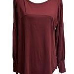 Peruvian Connection  L Pima Cotton Top Shirt Burgundy Bishop Sleeves TINY FLAW Photo 0