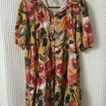 SheIn Women's Button Down Dress Brush Print Puff Sleeve Smock Sun Dress Photo 7