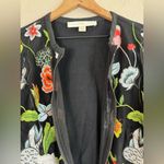 Boston Proper  Black Floral Embroidered Mesh Bomber Jacket size Small Photo 7