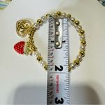 Gold and White Pearl Bracelet with Heart and Strawberry Charms Adjustable Photo 8