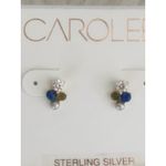 CAROLEE Stone & Freshwater Pearl Stud Earrings, Blue/Yellow/Gold,‎ Pearl, NWT Blue Photo 1