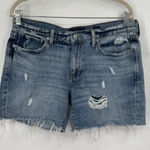 Lucky Brand The Boyfriend Denim Shorts Women 6/28 Blue Wash Distressed Preppy Photo 0