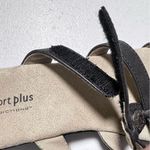 Comfort Plus by Predictions 7W Black Faux Leather Slide Sandals Photo 3