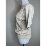 Vtg Beige Textured Short Sleeve Sweater Size Small Tan Photo 2