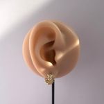 13mm Small CZ Leaf Hoop Earrings for Women Gold Photo 5