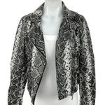 Vigoss Black Faux Leather Snakeskin Asymmetrical Zipper Long Sleeve Jacket Sz XS Photo 0