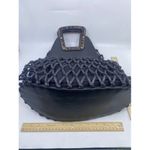 Dolce & Gabbana Woven With Tortoise Wood Handle Black Leather Tote Photo 3
