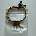 Bansri Lucky Charm Bracelet Gold Coil Leather Elephant, Wishbone & Tusk Pendant Brown Photo 1