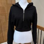 We Wore What  half zip hoodie fleece S black sweatshirt athleisure NWT Photo 1
