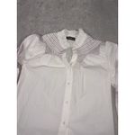 Anthropologie veroalfie embroidered ruggle smocked blouse white Puff Sleeve  2 Photo 4