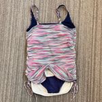 Lands End Swim Dress Striped One Piece Swimsuit Swimdress 12 Pink Photo 2