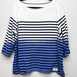 Talbots  Striped Hombre Top Womens 2X Breathable 100% Cotton Stretch 3/4 Sleeve Photo 0