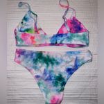 SheIn Tie Dye Pink and Blue Two Piece Bikini Bathing Suit NWOT Photo 1
