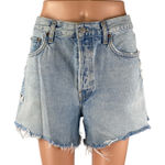 AGOLDE  Stella Blue Light Wash High Rise Distressed Cut Off Denim Shorts Size 30 Photo 0