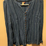 Pilcro and the Letterpress  Anthropologie Pinstriped‎ Blue Button-Up Shirt Top XS Photo 0