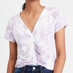 American Eagle  Soft & Sexy T Cinch Front Tee Lilac Lavender Purple Boho Cropped Photo 2