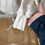 Pilcro ANTHROPOLOGIE  Drape Neck Off Shoulder Cream Sweatshirt Top Size Medium Photo 3