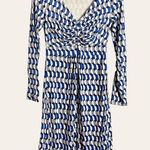 Boden Blue Geometric Print Long Sleeve Ruched V Photo 0