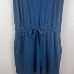 Daily Rituals Womens Romper Shortalls Medium Blue Stretchy Drawstring Loungewear Photo 2